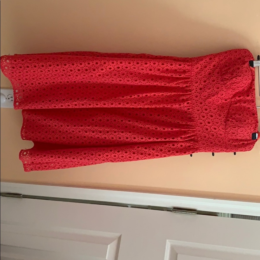 Eyelet dress coral/hot pink